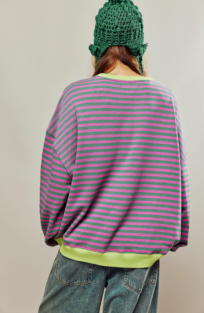 NOUVEAU RICHE Damen Gestreifter Oversized Pullover Mit Lebhaften Streifen