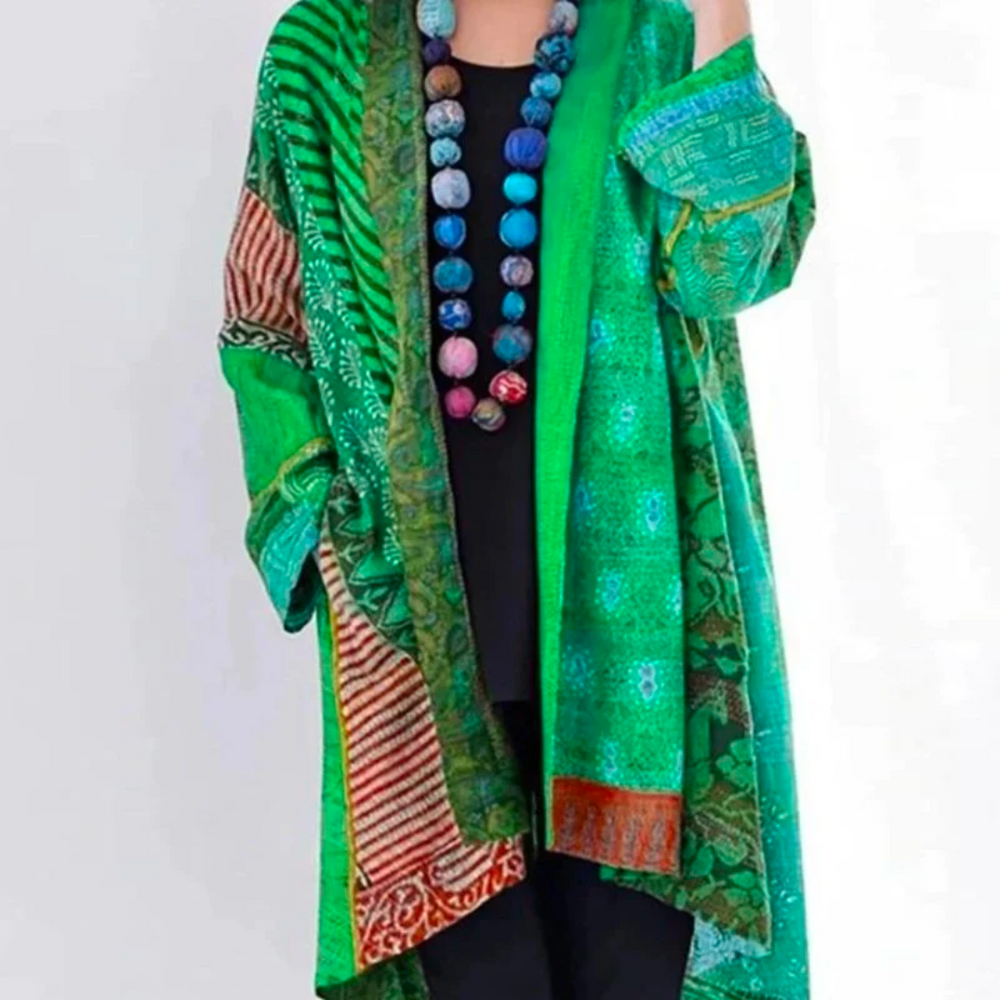 NOUVEAU RICHE Strickjacke Damen Baumwolle Sommerleicht Leichte Jacke Grün