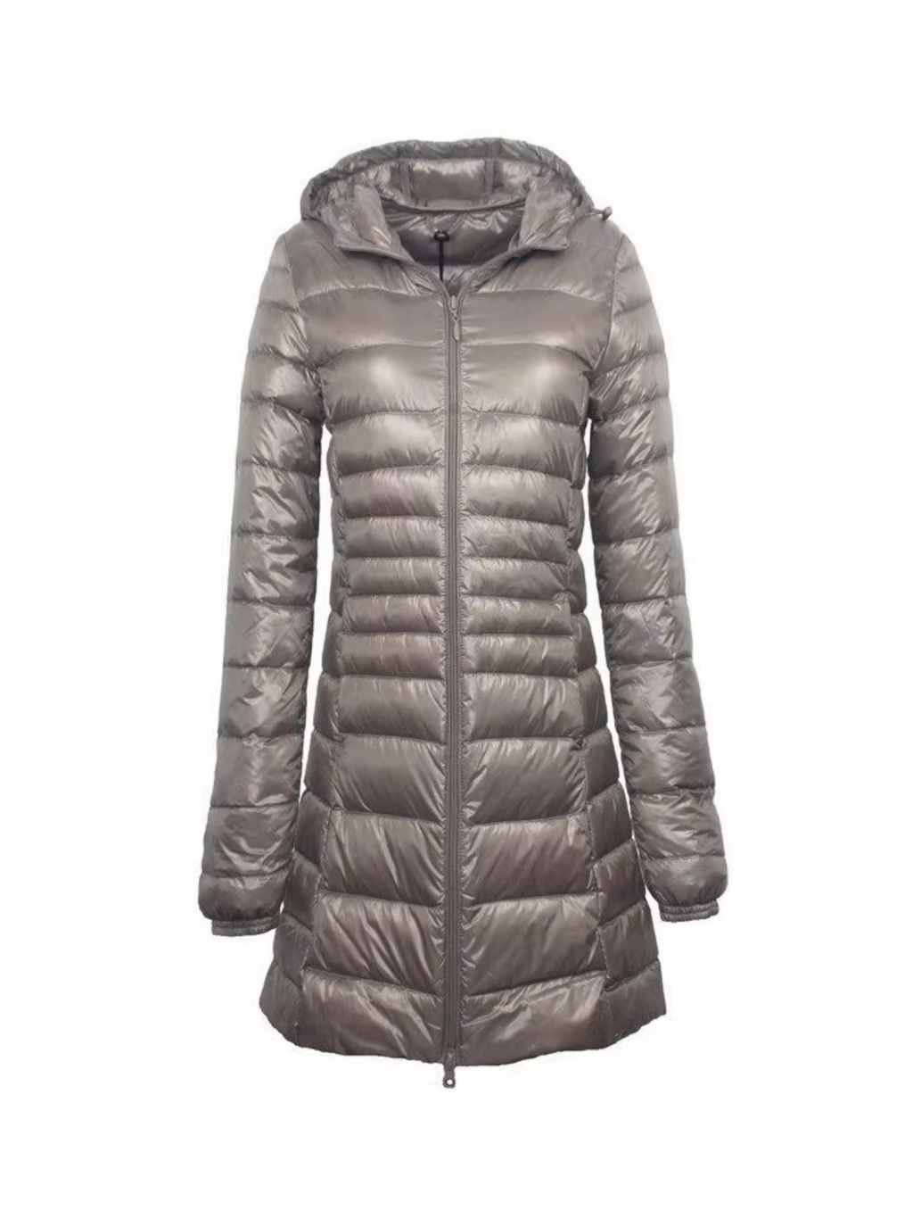NOUVEAU RICHE Damen Lange Wattierte Jacke Daunenjacke Leicht Warm Grau