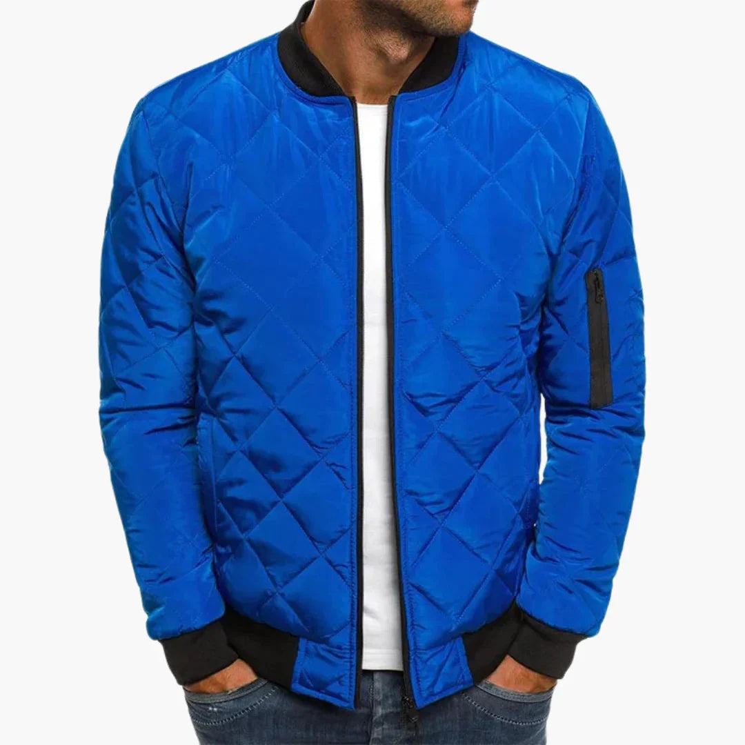 NOUVEAU RICHE Bomberjacke Herren Rautenmuster Warm Gefüttert Herbst Winter Blau