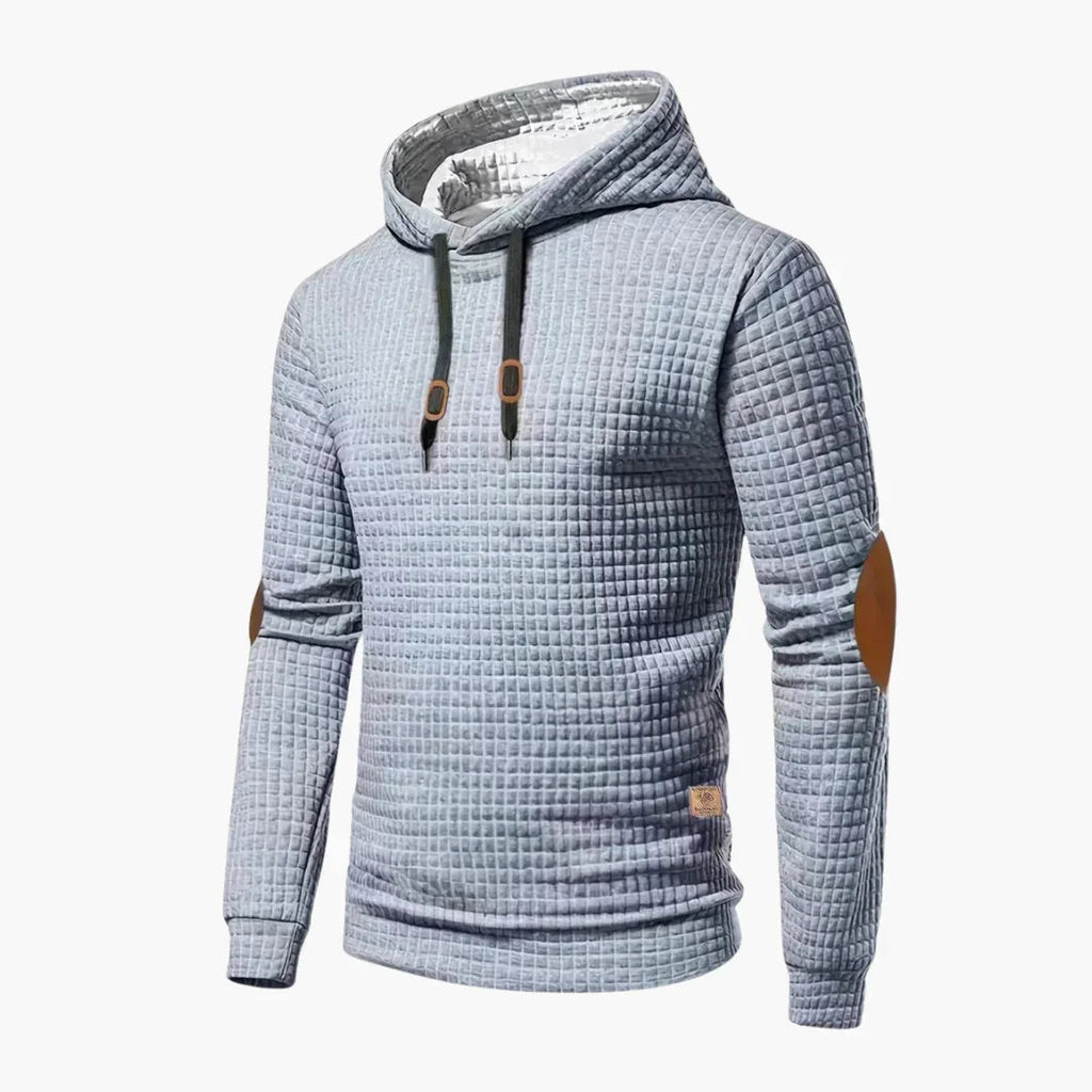 NOUVEAU RICHE Hoodie Karomuster Herren Lockerer Schnitt Kapuze Kordelzug Grau