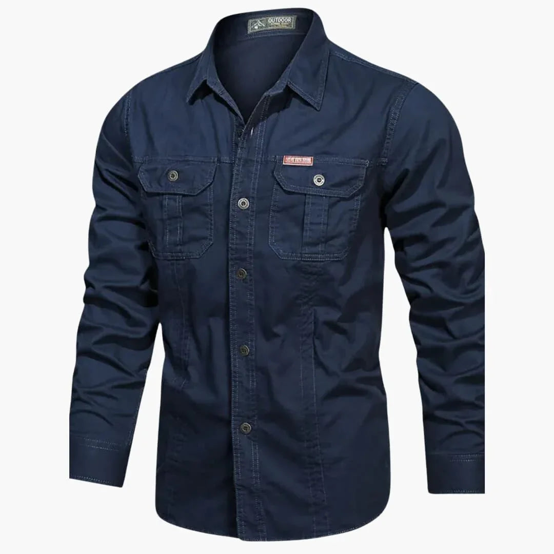NOUVEAU RICHE Cargohemd Mit Mehrfachtaschen Für Herren Aus Baumwolle Dunkelblau