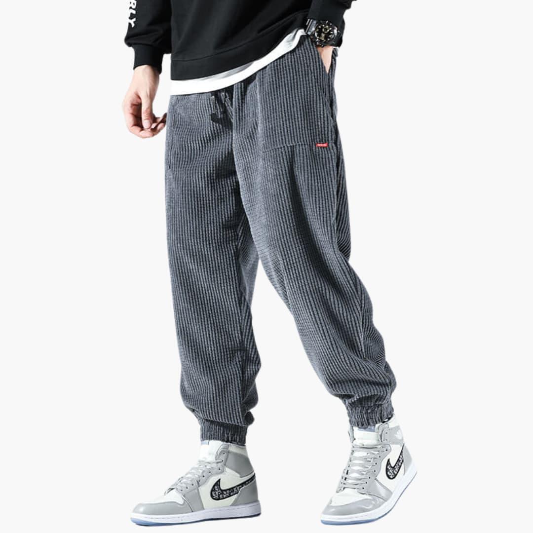 NOUVEAU RICHE Cordhose Gerippte Herren Mit Struktur Bund Gerade Bein Grau