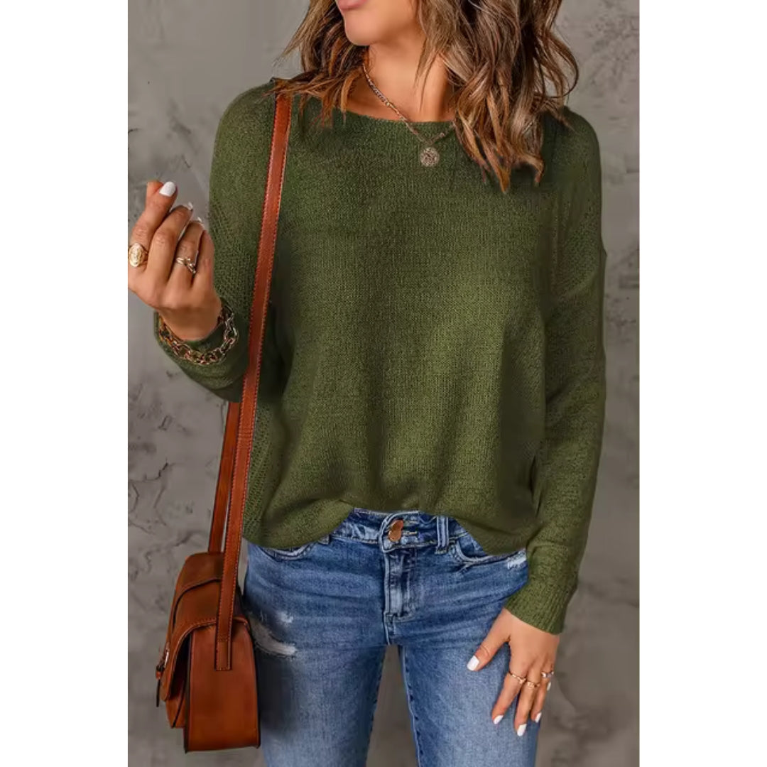 NOUVEAU RICHE Pullover Damen Zeitloser Komfort Weicher Strick Stil Grün