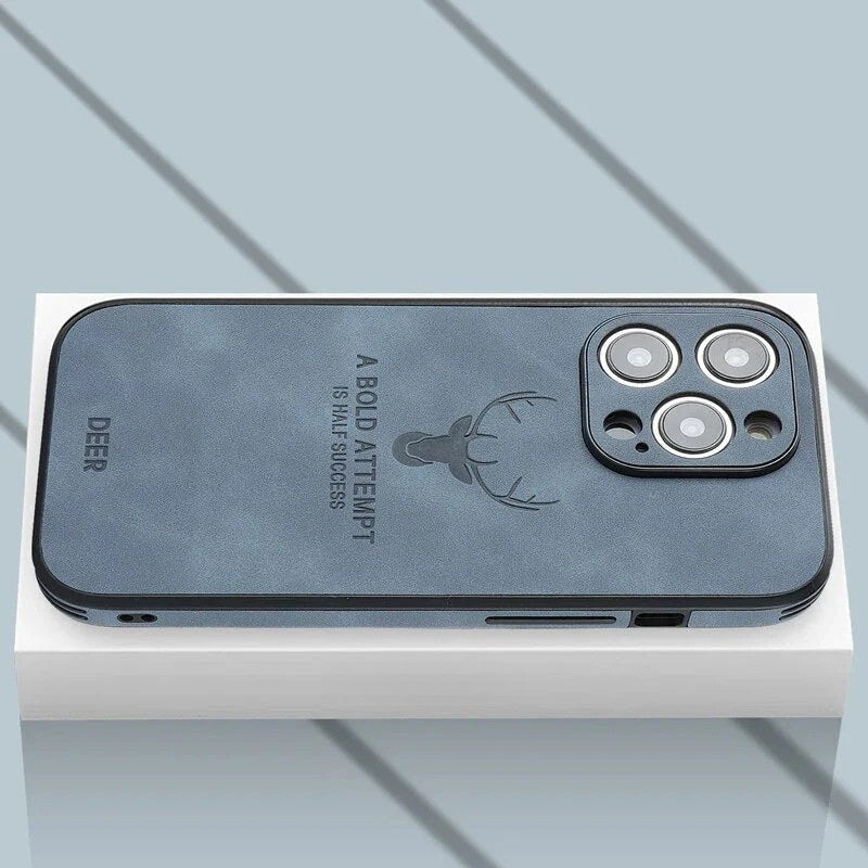 NOUVEAU RICHE Luxuriöse iPhone-Hülle aus Hirschleder – Echtleder Handyhülle mit Kameraschutz, stossfest, für iPhone 12–15 – Veltro