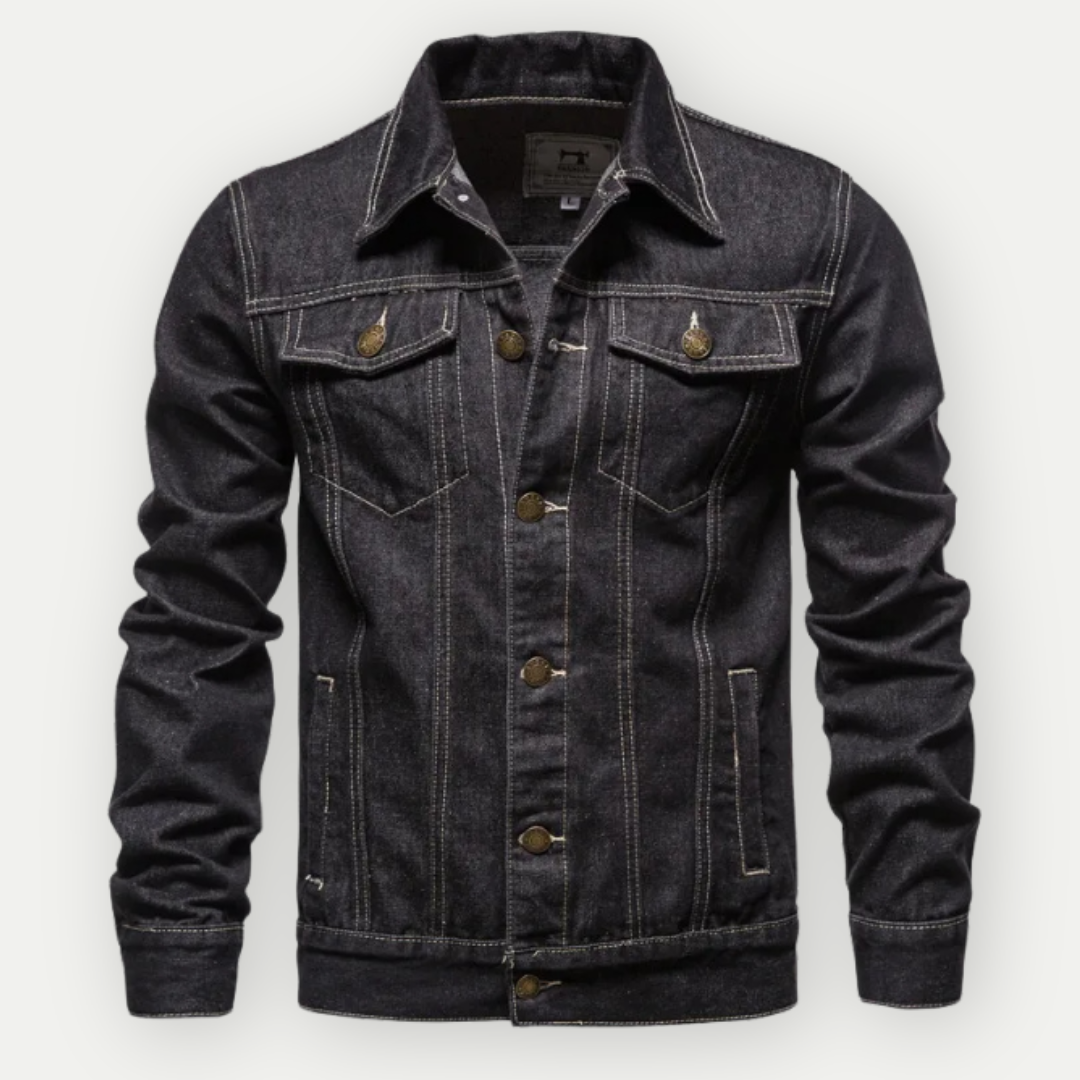 Denim Jeansjacke Indigo Sommer Mit Brusttaschen Spitzkragen