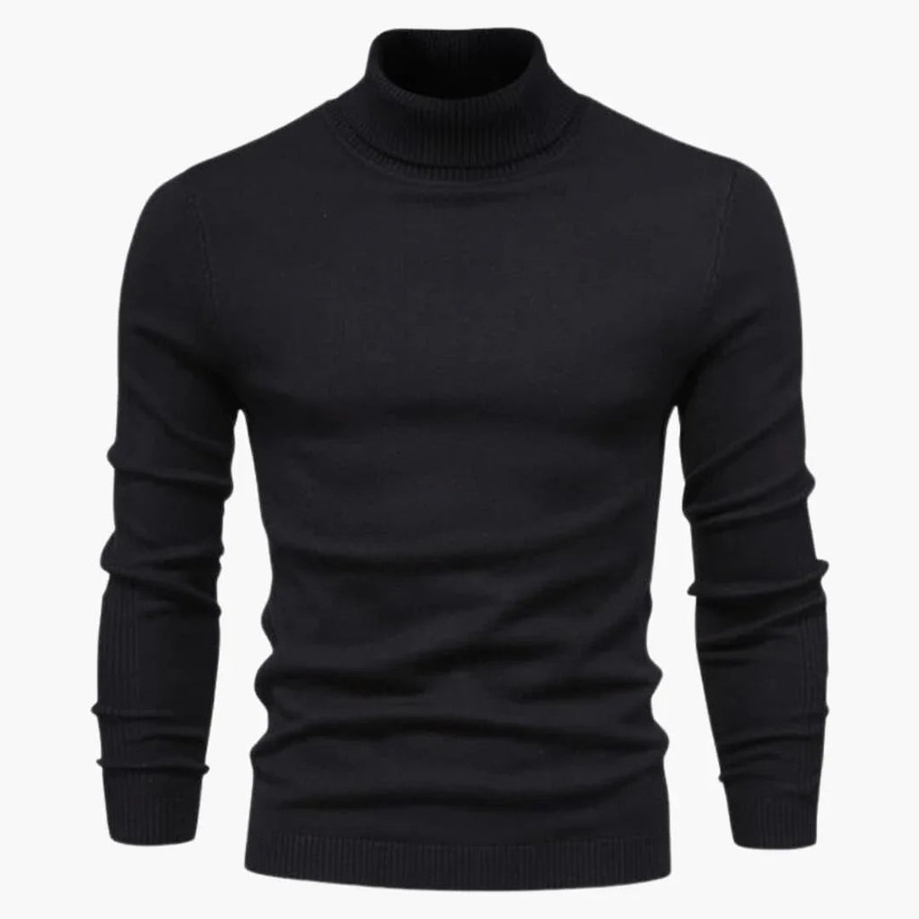 NOUVEAU RICHE Rollkragenpullover Herren Strukturmaterial Bequeme Passform Schwarz