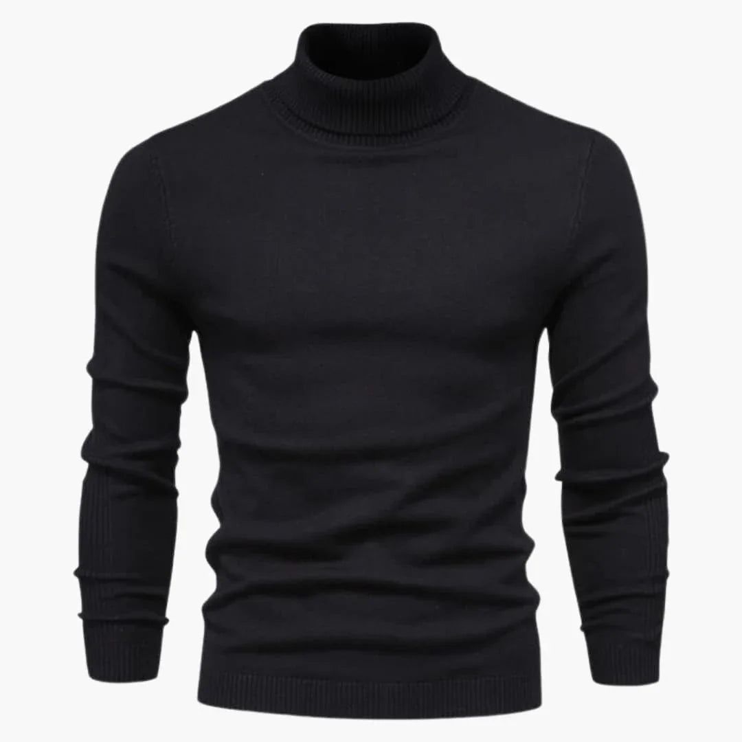 NOUVEAU RICHE Rollkragenpullover Herren Strukturmaterial Bequeme Passform Schwarz