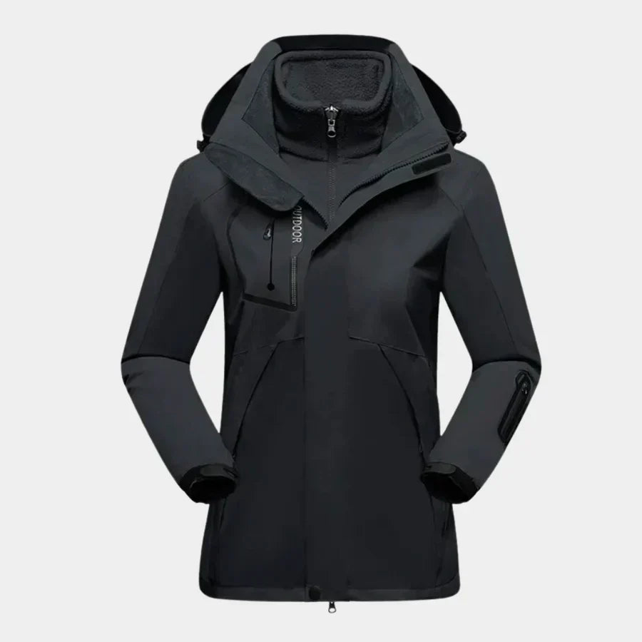 NOUVEAU RICHE Damen Skijacke – Stylische Langarm Jacke mit Flexiblen Schutz Schwarz