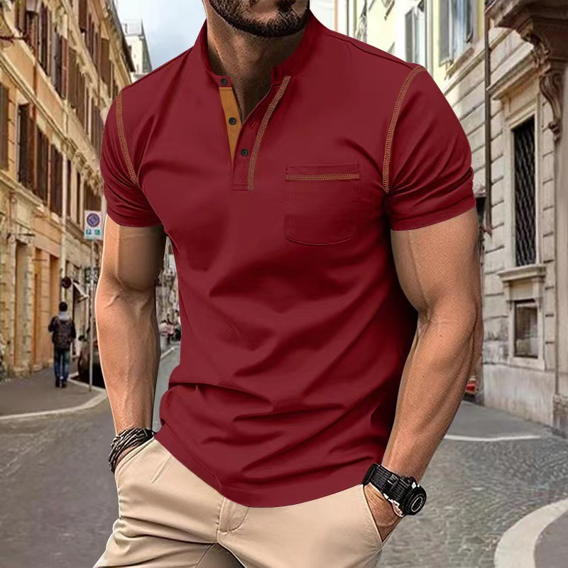 NOUVEAU RICHE Herren Polohemd Baumwolle Blau Allroundkomfort Und Freizeit Rot