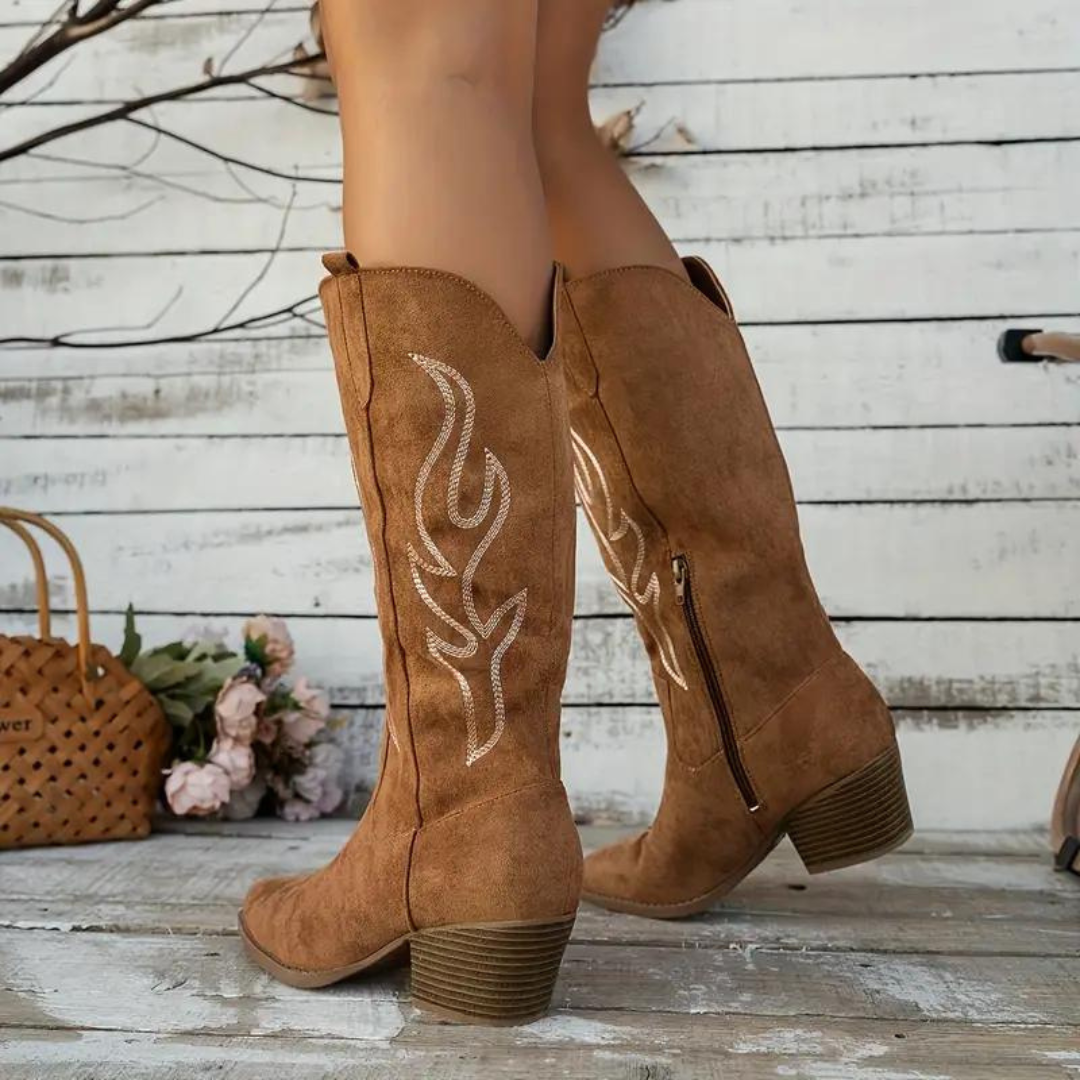 NOUVEAU RICHE Cowboy Stiefel Spitzstiefel Seitenreißverschluss Retro