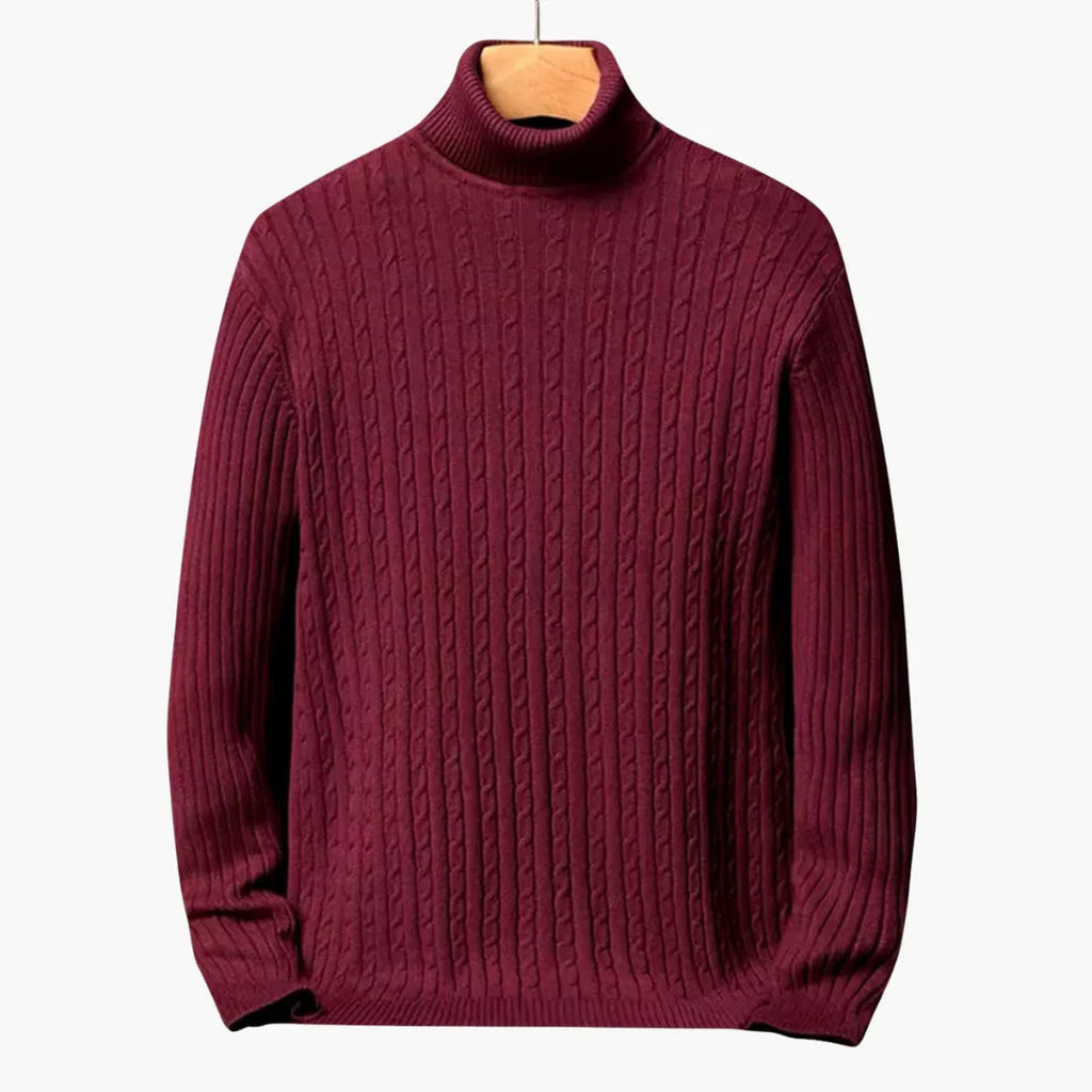 NOUVEAU RICHE Herren Rollkragenpullover Figurbetonte Passform Schlank Bordeaux