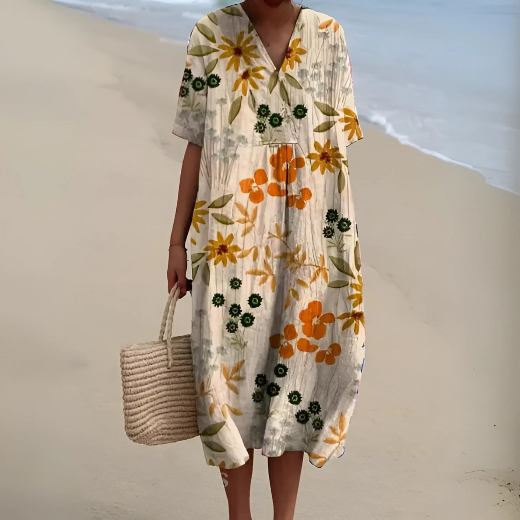 NOUVEAU RICHE Sommerkleid Blumenmuster Weit Geschnitten Leichtes Material Blume 13