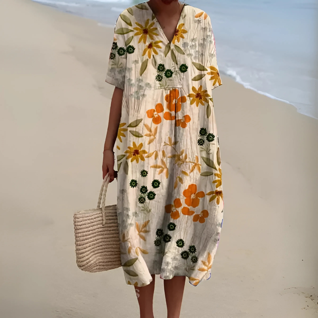 NOUVEAU RICHE Sommerkleid Blumenmuster Weit Geschnitten Leichtes Material Blume 13