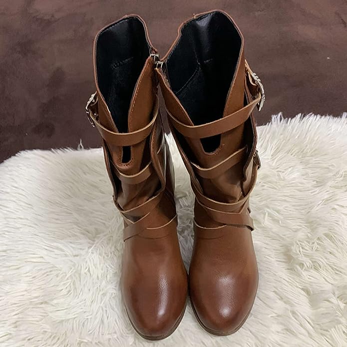 NOUVEAU RICHE Lederstiefeletten PU Leder Retrolook Boho Stil Damen