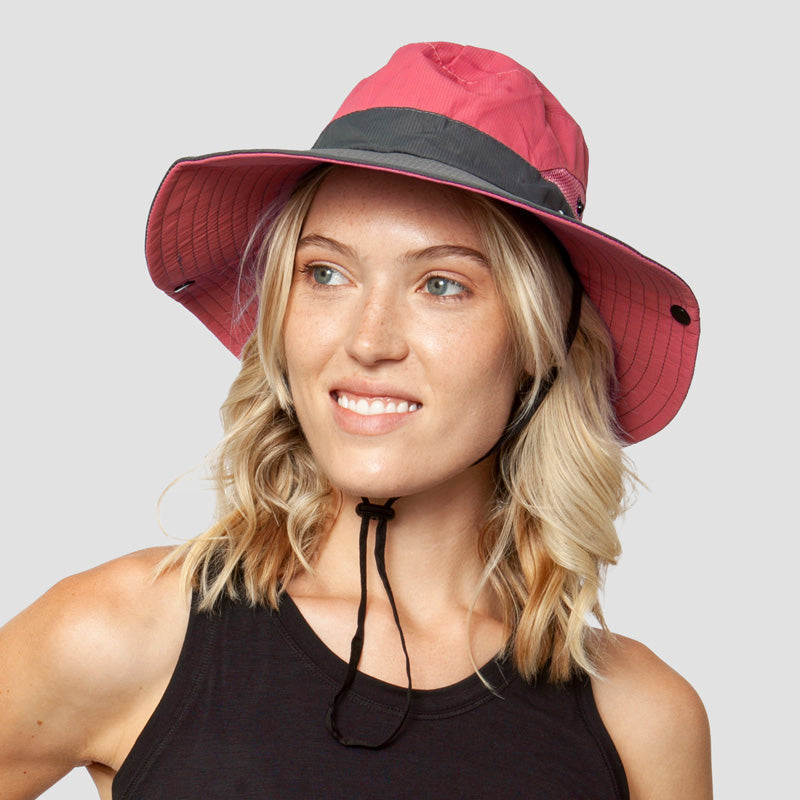 NOUVEAU RICHE Sonnenhut Damen UV Schutz Faltbar Leicht Stilvoll Kompakt Dunkelrosa