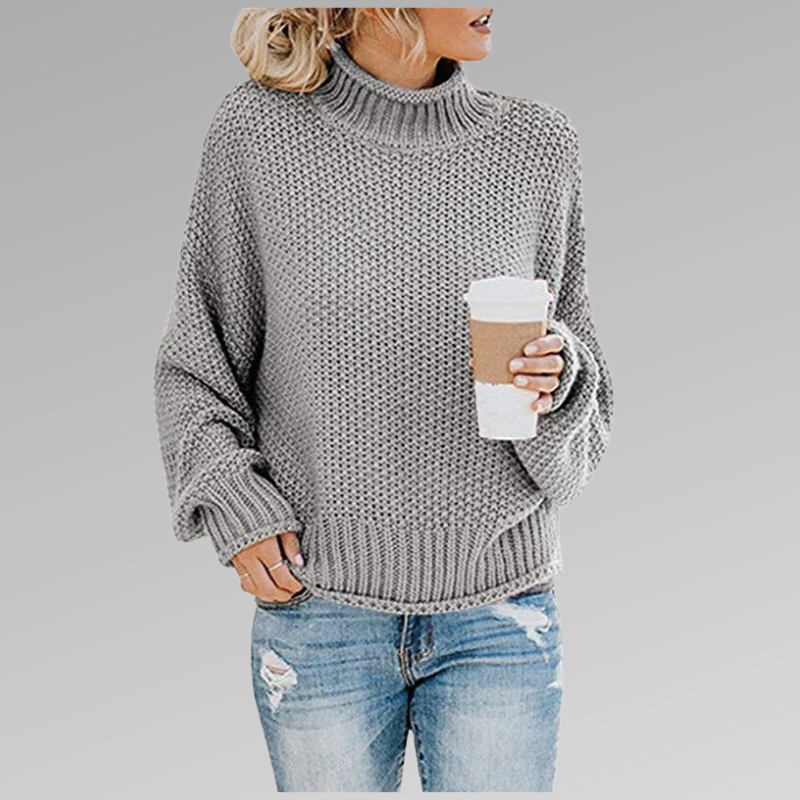 NOUVEAU RICHE Bersh | Damen Lockerer Strickpullover für den Winter Grau