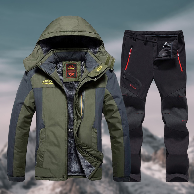 NOUVEAU RICHE Herren Winter Set Jacke Hose Wasserdicht Atmungsaktiv Militärgrün