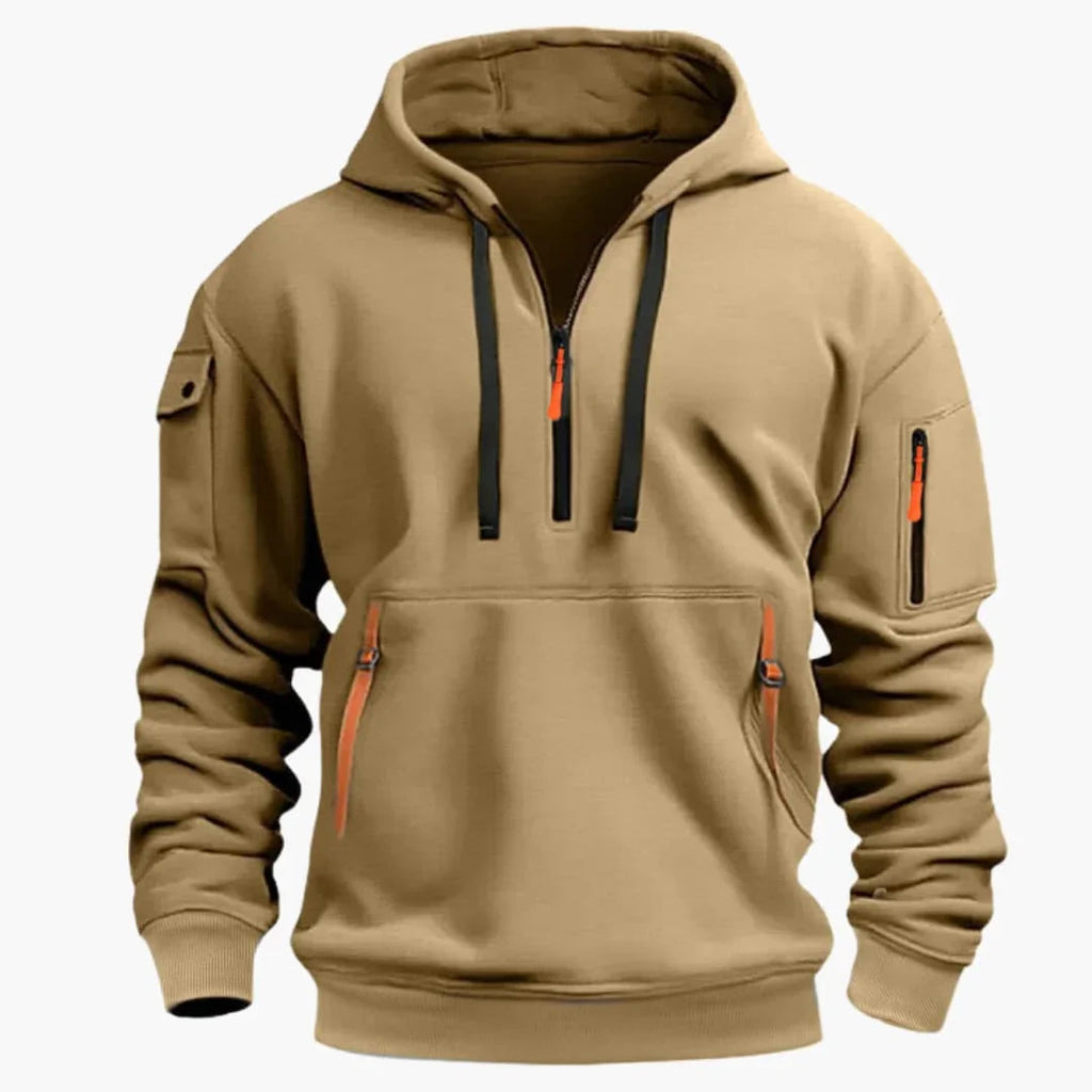 NOUVEAU RICHE Hoodie Für Herren Mit Struktur Und Vielseitige Passform Khaki