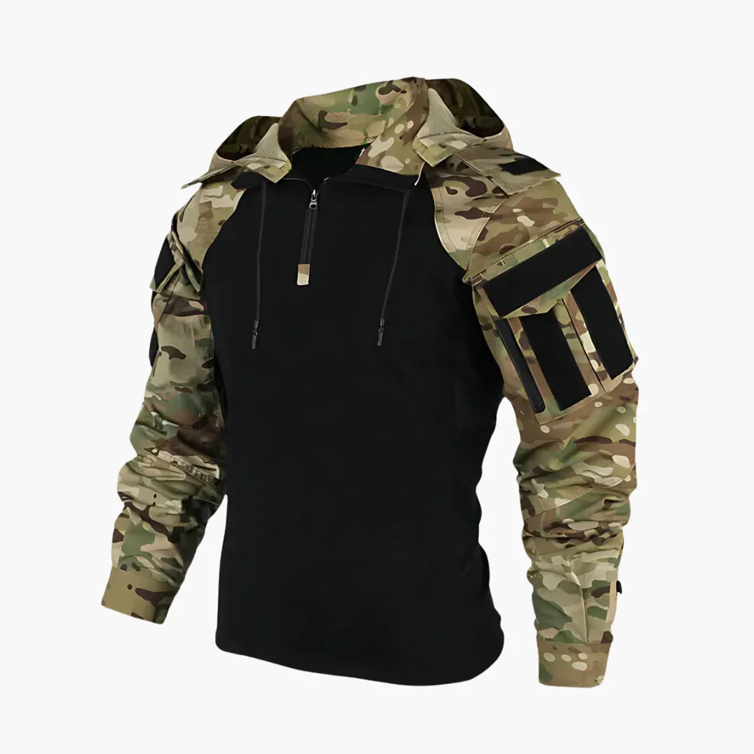 NOUVEAU RICHE Mehrtaschenjacke Herren Kapuze Stehkragen Mit Passform Tarnfarbe