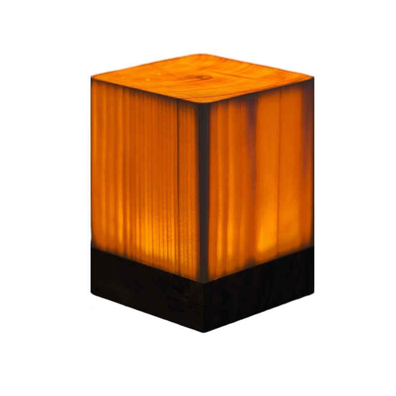 NOUVEAU RICHE Stilvolle LED-Tischlampe – Kabellose Akku Nachttischlampe in Holzoptik, Touch-Dimmbar, 3 Formen – WoodGlow