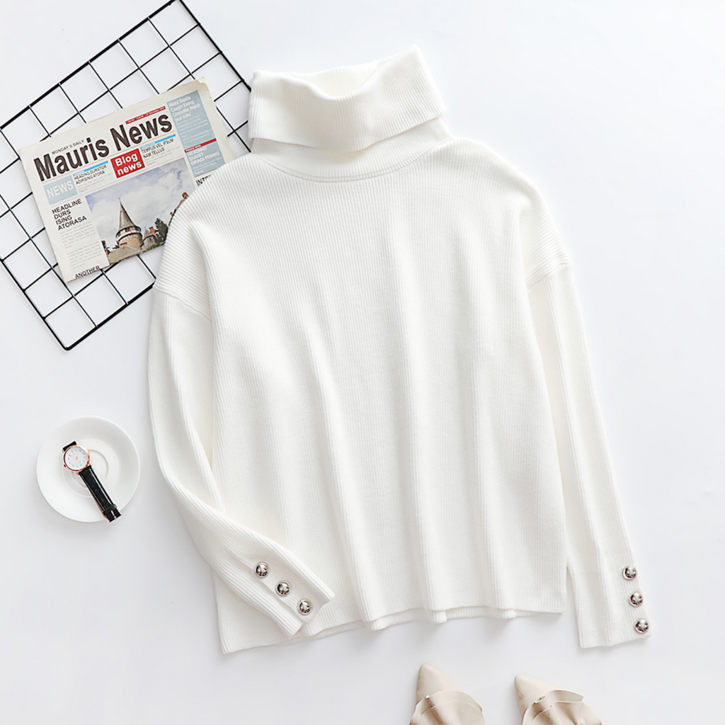 NOUVEAU RICHE Amore | Damen Stylischer Rollkragenpullover - Warmer & Eleganter Rollkragen Strickpullover
