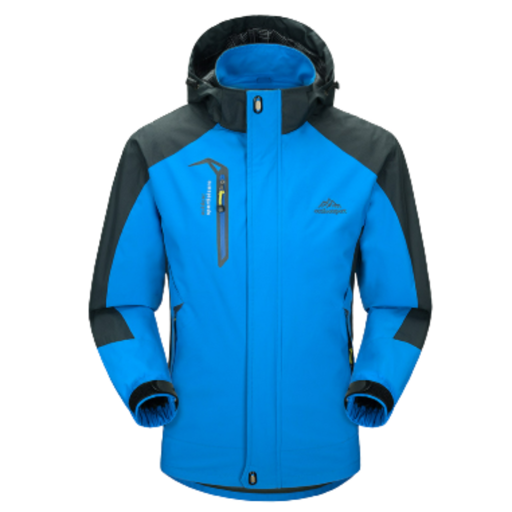 NOUVEAU RICHE Herren Outdoor Regenjacke – Wasserdichte Jacke mit Kapuze und Warmer Isolierung Blau