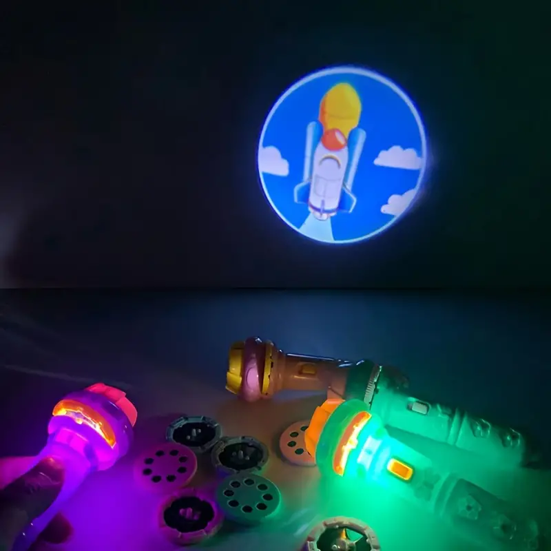 NOUVEAU RICHE Projektor-Taschenlampe für Kinder – Gutenachtlicht mit 32 Bildscheiben für Gutenachtgeschichten, Projektor an die Decke, 4 Farben – DreamBeam