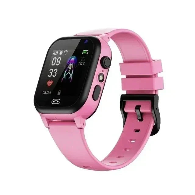 NOUVEAU RICHE KidSafe | 4G GPS Smartwatch für Kinder mit Echtzeit-Ortung & Telefonfunktion - Wasserdichte Kinderuhr mit SOS Notruftaste, Kamera & Videoanruf Pink