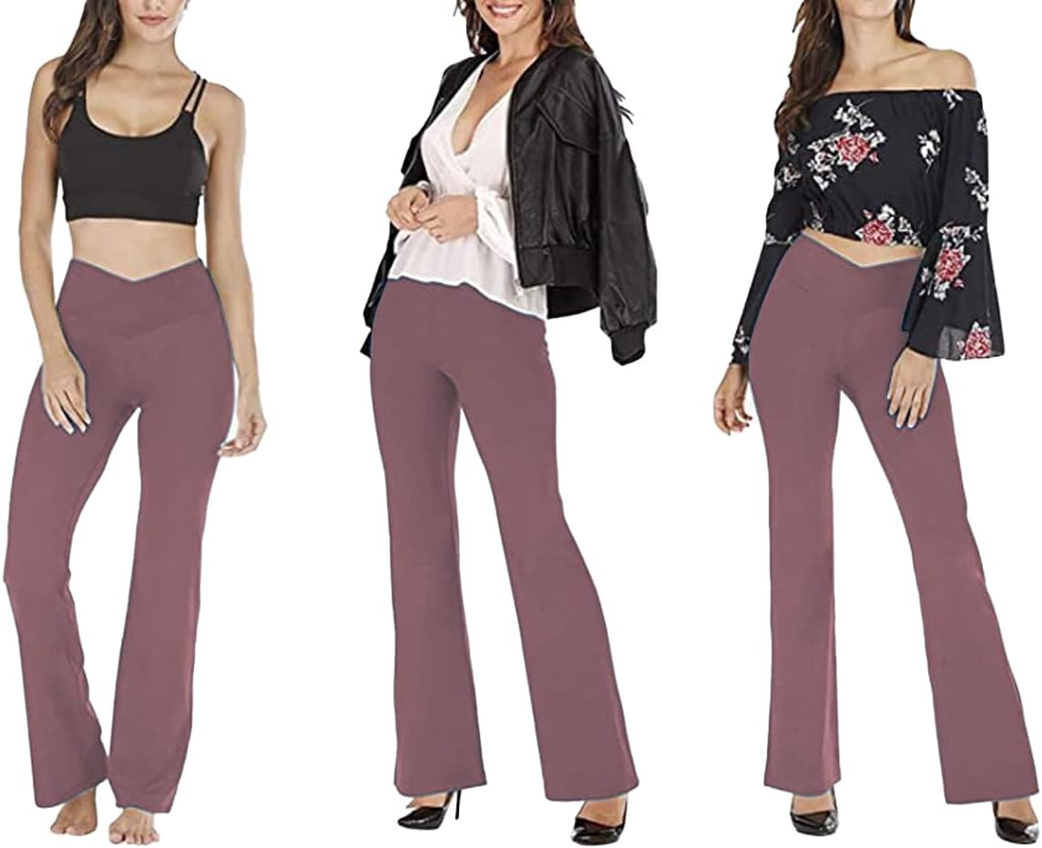 NOUVEAU RICHE Ausgestellte Yoga-Leggings – Flared Leggings Damen mit V-Bund, High Waist Bootcut Yogahose, 9 Farben, XS–2XL – Pamelo VFit