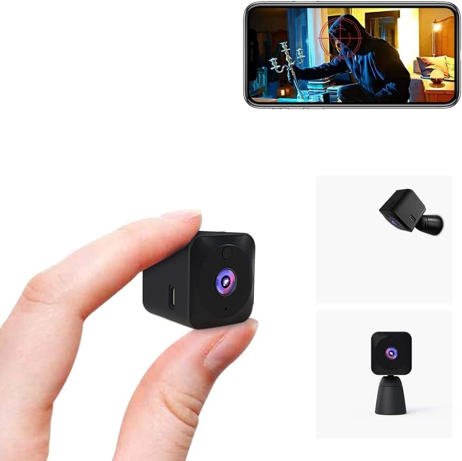 NOUVEAU RICHE Mini-Überwachungskamera 4K mit WLAN – Kleine Innenkamera mit Nachtsicht, 150° Weitwinkel & Bewegungsalarm, Akku & App