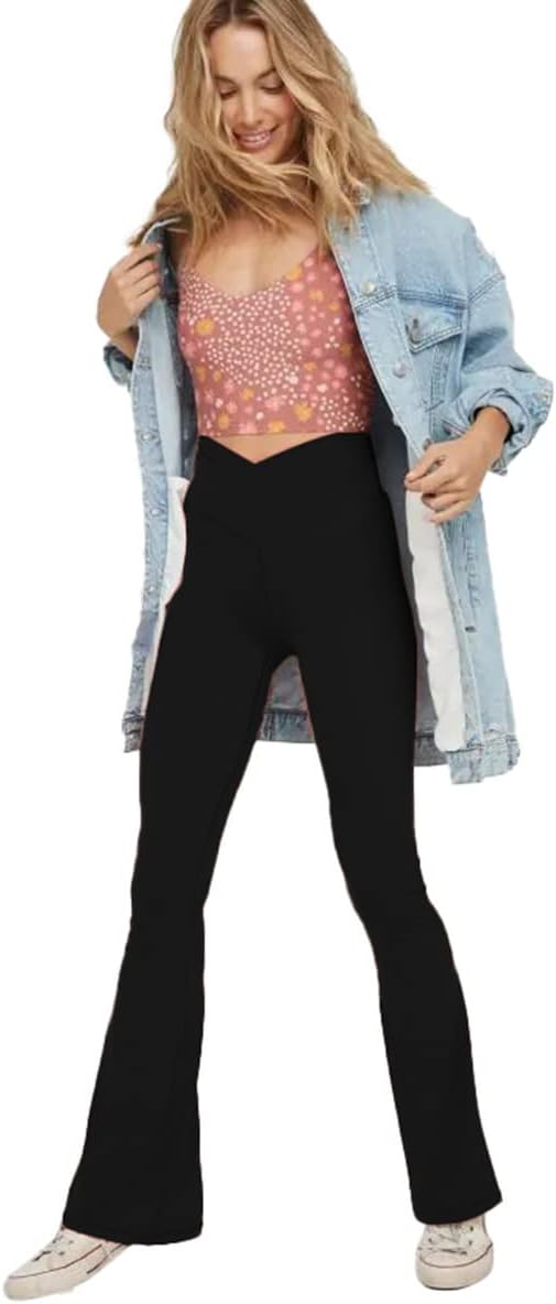 NOUVEAU RICHE Ausgestellte Yoga-Leggings – Flared Leggings Damen mit V-Bund, High Waist Bootcut Yogahose, 9 Farben, XS–2XL – Pamelo VFit