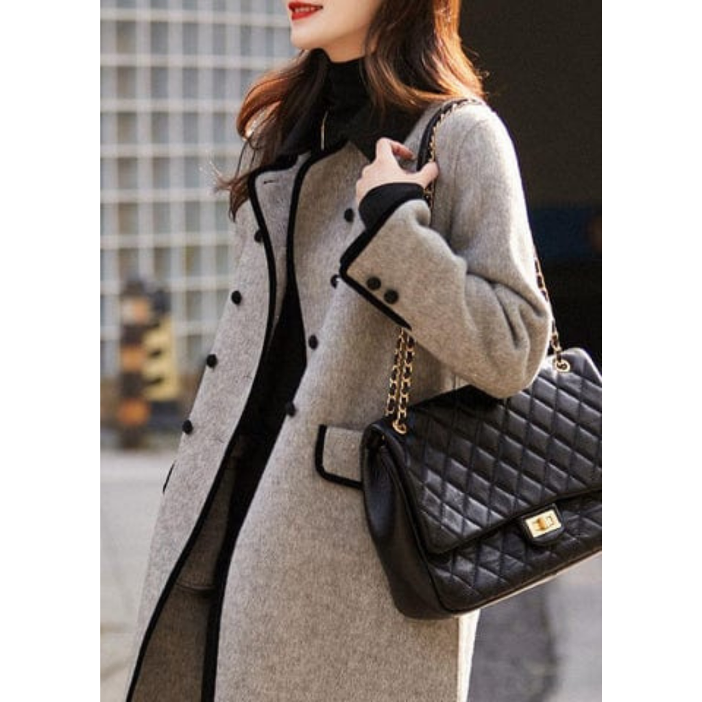 NOUVEAU RICHE Trenchcoat Damen Zweireihig Lange Silhouette Weich Warm