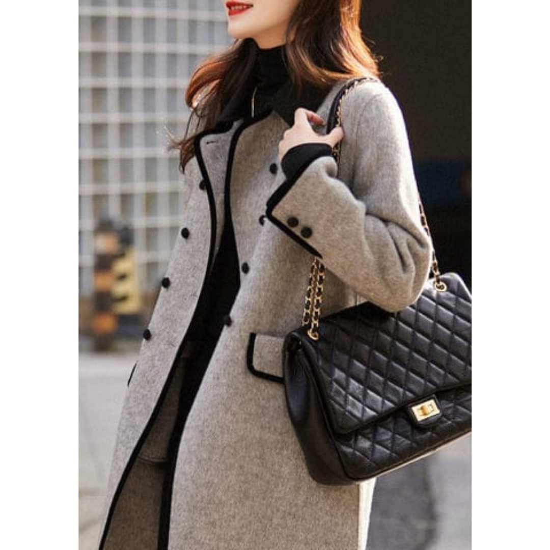 NOUVEAU RICHE Trenchcoat Damen Zweireihig Lange Silhouette Weich Warm