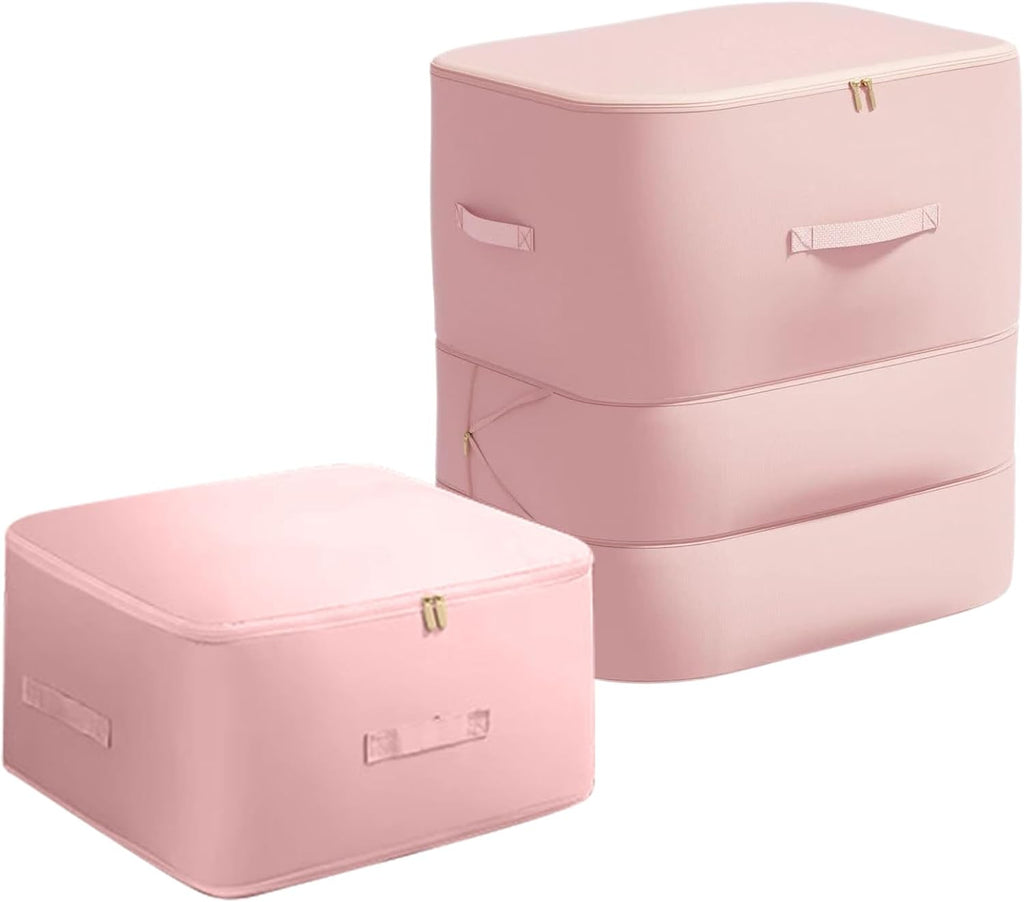 NOUVEAU RICHE Grosse staubdichte selbstkomprimierende Bettdecken-Aufbewahrungstasche – Aufbewahrungstasche für Bettdecken ohne Vakuumpumpe, 4 Farben – Corvina Pink