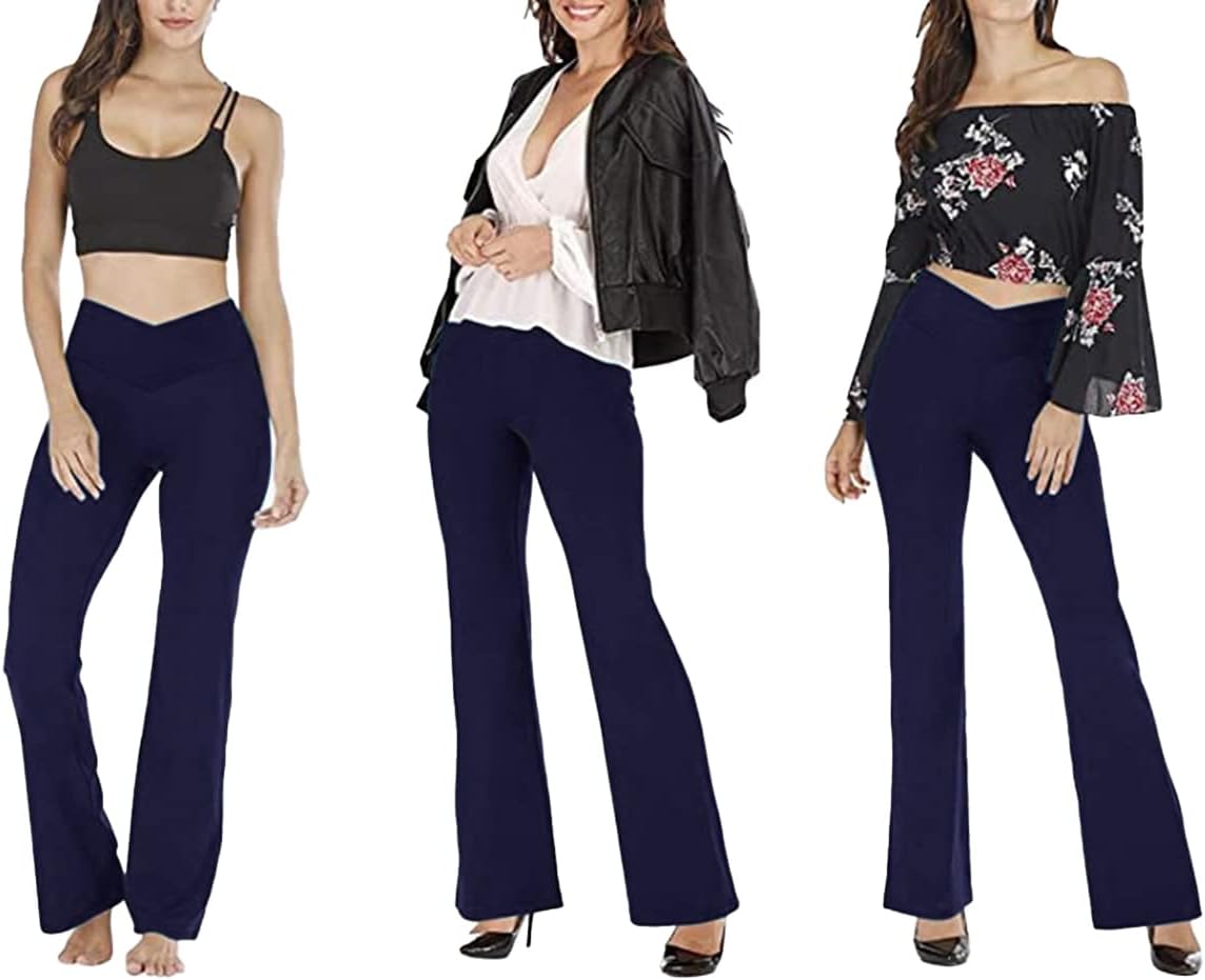 NOUVEAU RICHE Ausgestellte Yoga-Leggings – Flared Leggings Damen mit V-Bund, High Waist Bootcut Yogahose, 9 Farben, XS–2XL – Pamelo VFit