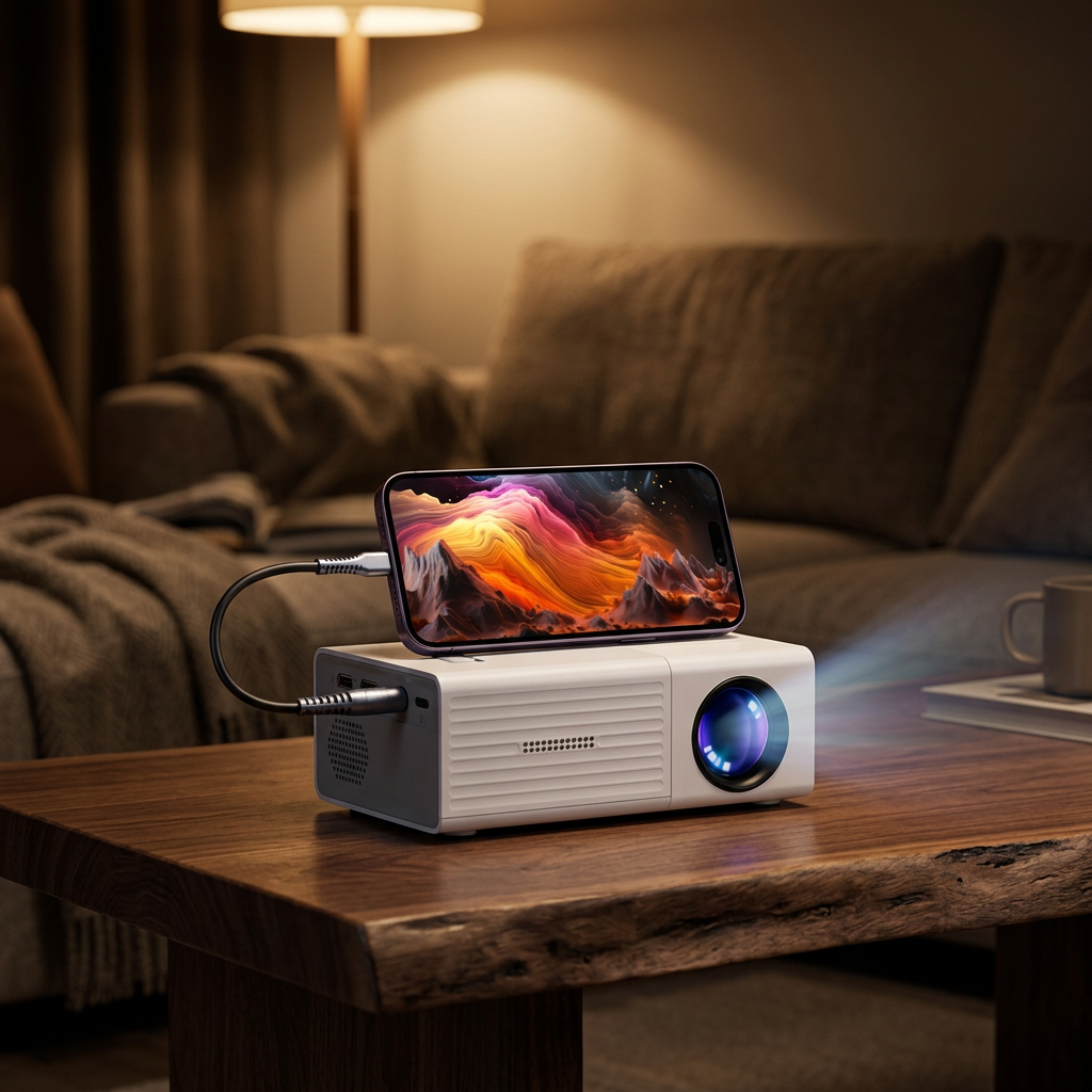 NOUVEAU RICHE Ultraheller Mini-Projektor tragbar – LED-Beamer bis 100 Zoll mit HDMI, USB & Fernbedienung – für Heimkino, Serien & Reisen