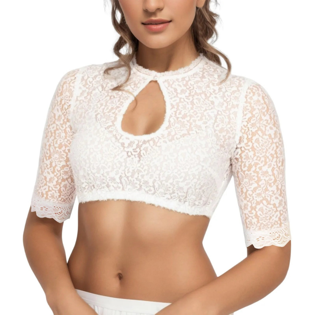 NOUVEAU RICHE Dirndlbluse Weiß Bequeme Passform Für Damen Ideal Für Feste