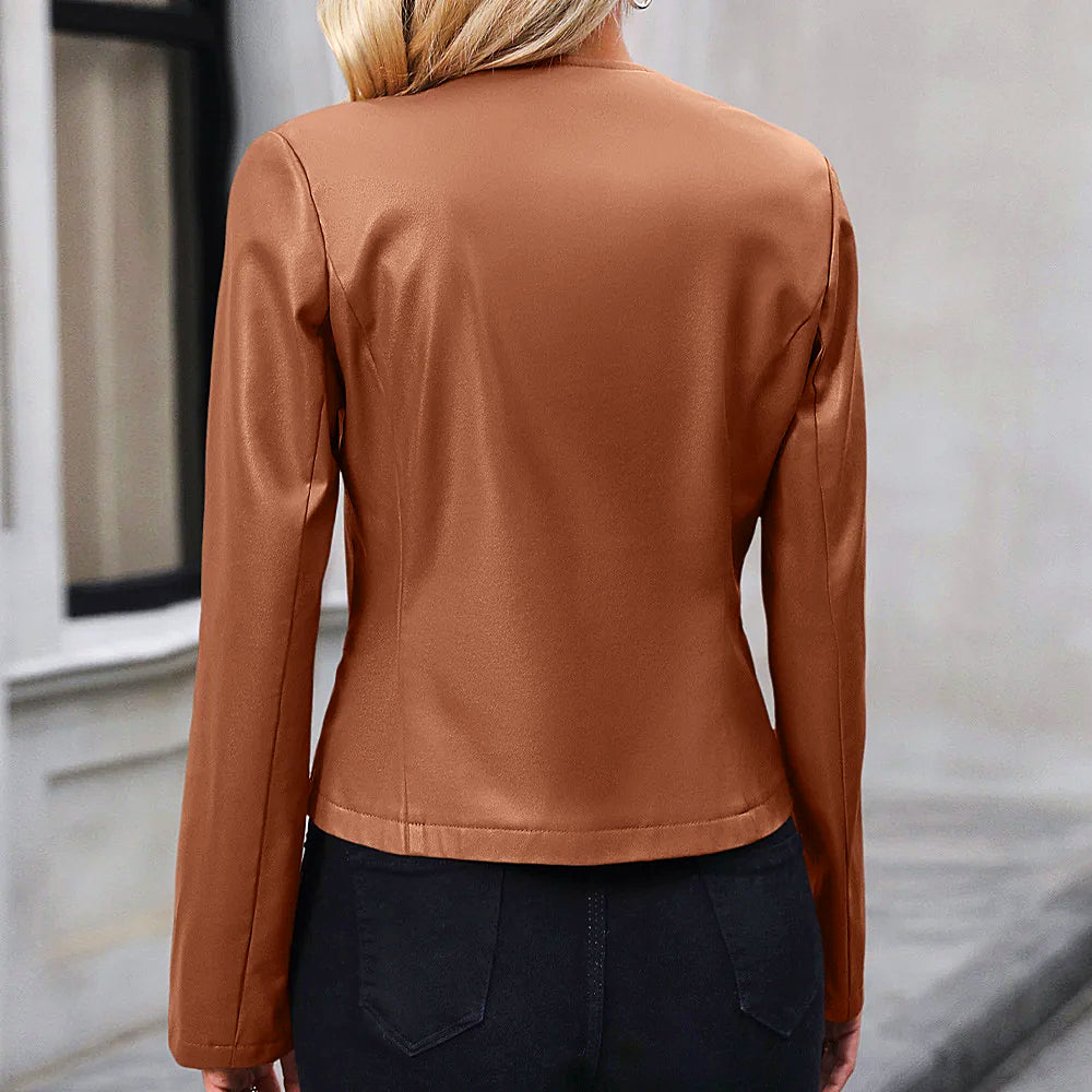 NOUVEAU RICHE Bikerjacke Damen Rundhals Strukturierte Silhouette Vielseitig