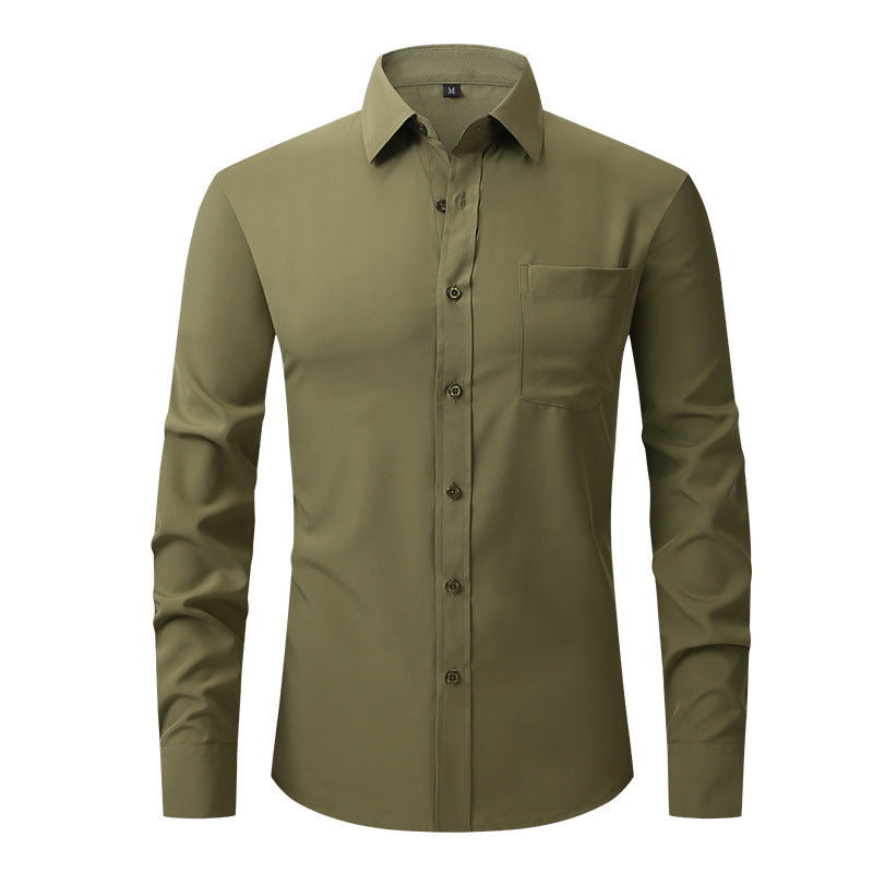 NOUVEAU RICHE Sommerhemd Leichtes Langarm Modern Fit Herren Hellblau W78 Militärgrün