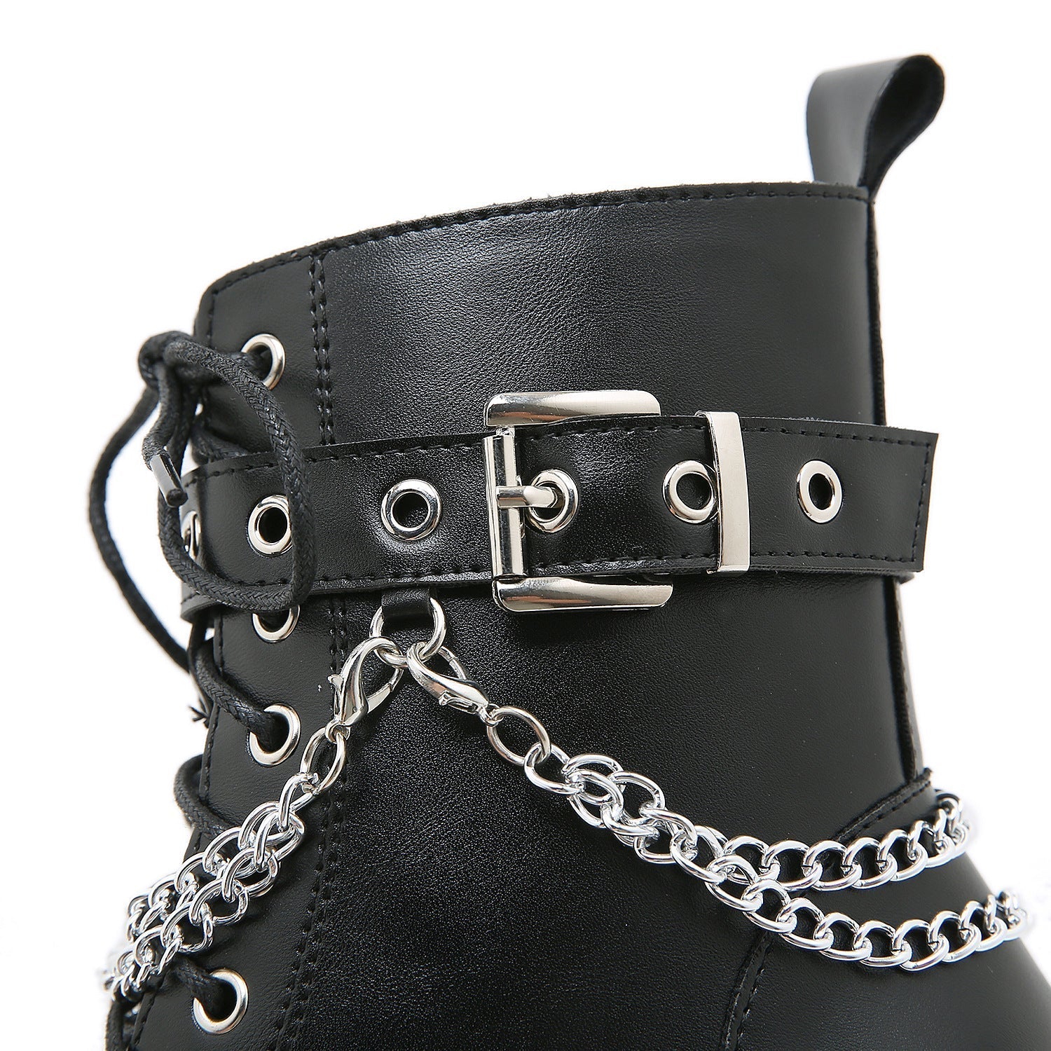 NOUVEAU RICHE Damen Schwarze Stiefel Mit Hohen Absätzen Im Martens-Stil