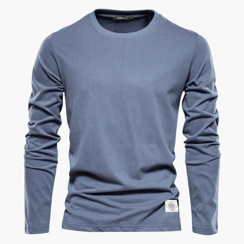 NOUVEAU RICHE Langarmshirt Herren Tailliert Elegant Vielseitig Für Büro Graublau