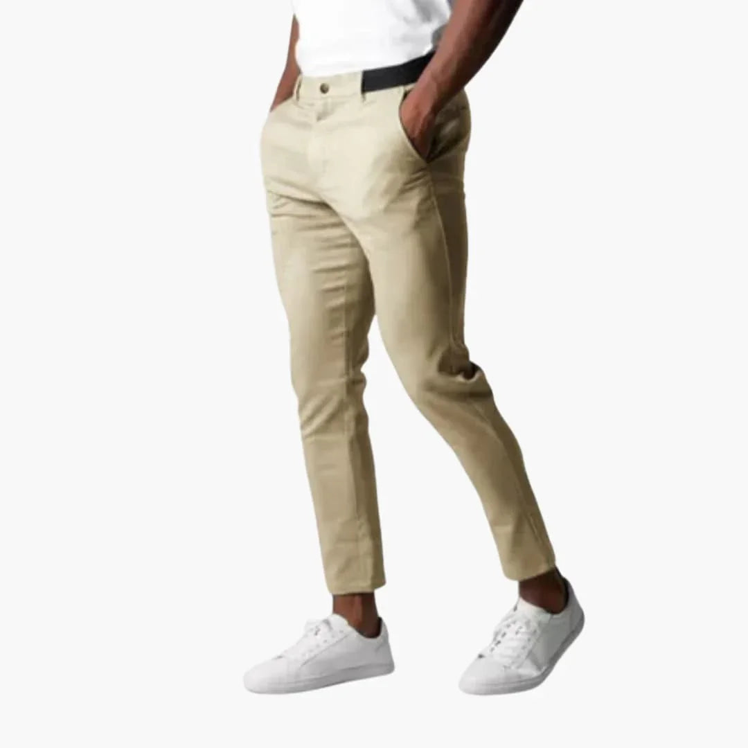 NOUVEAU RICHE Chinohose Elastisch Herren Mit Bund Gerade Beinform Beige