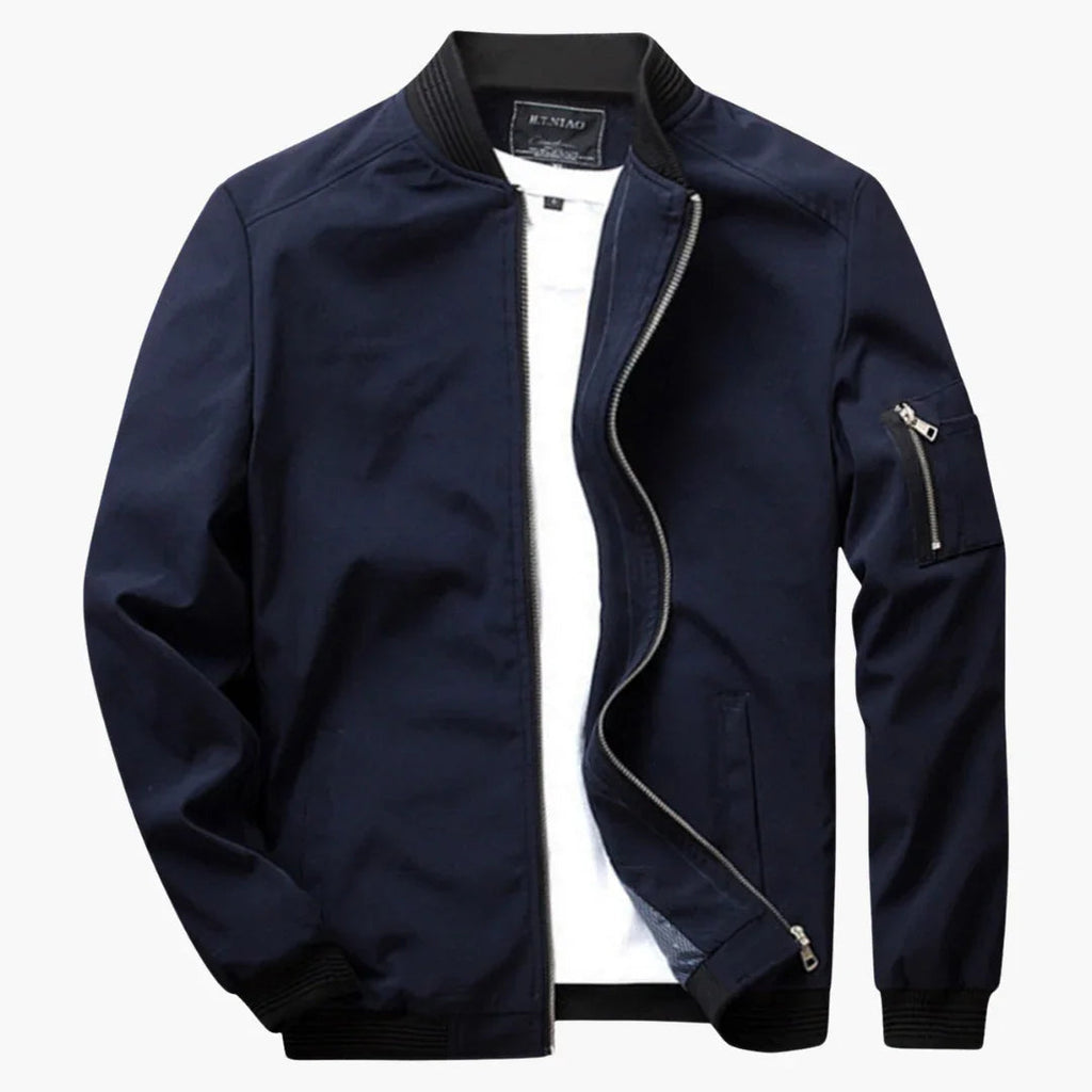 NOUVEAU RICHE Bomberjacke Slim Fit Herren Leicht Für Frühling Sommer Dunkelblau