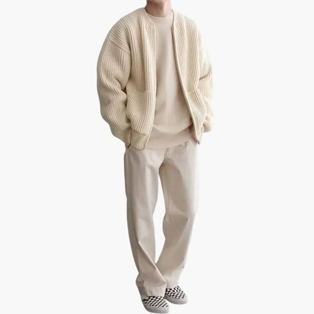 NOUVEAU RICHE Strickjacke Für Herren Offene Vorderseite Lockerer Schnitt