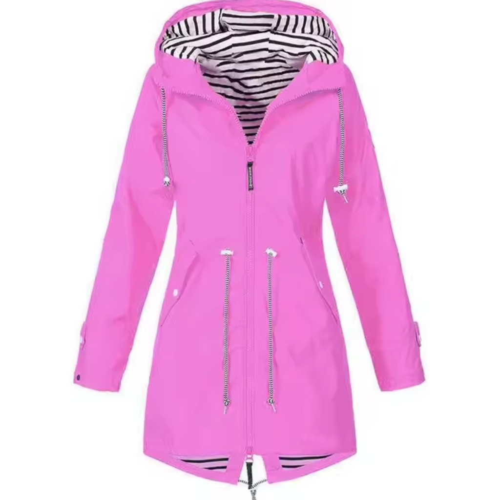 NOUVEAU RICHE Wasserdichter Mantel Mit Kapuze Multifunktionsjacke Rosa