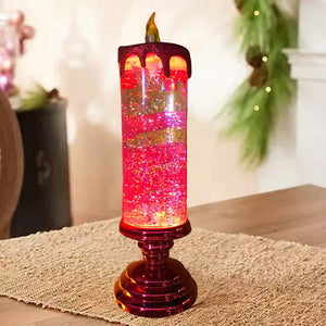 NOUVEAU RICHE Magische Weihnachtsbeleuchtung – LED-Glitzerflamme mit Wasser & wirbelndem Glitzer, Weihnachtsdeko in Blau, Gold, Rot oder Silber – TwinkleFlame Rot