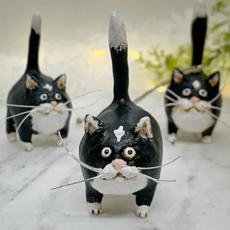 NOUVEAU RICHE Handgefertigter Katzen-Weihnachtsschmuck – Katzen Christbaumanhänger, Handbemalt, Geschenk für Katzenliebhaber – Purrfect Holiday Hangers Tuxedo
