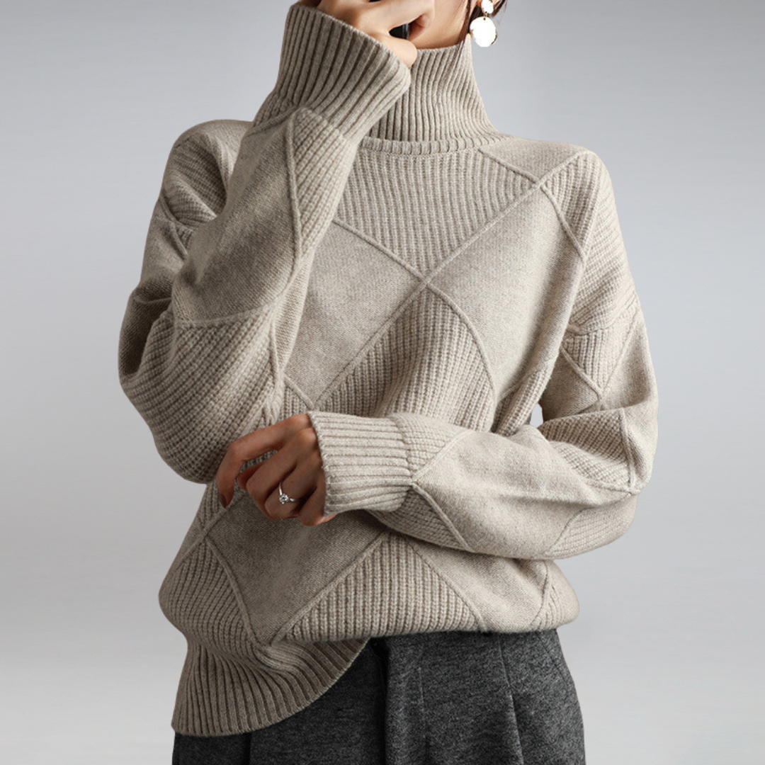 NOUVEAU RICHE Rollkragenpullover Damen Kuschelig Warm Weich Grau