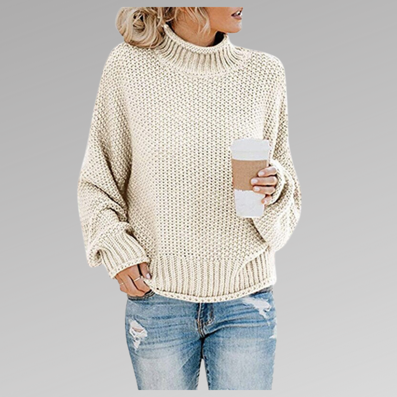 NOUVEAU RICHE Bersh | Damen Lockerer Strickpullover für den Winter Weiß